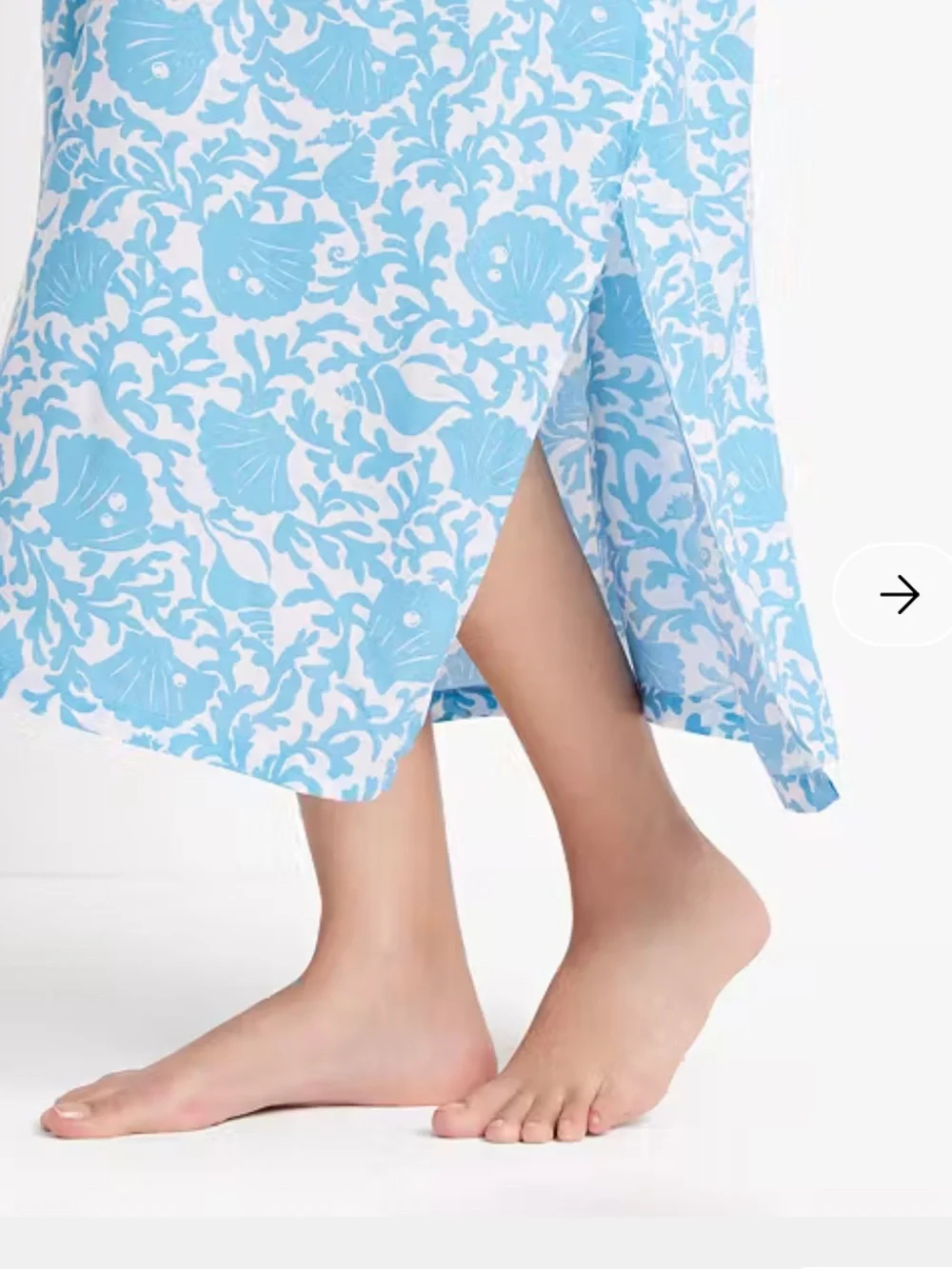 kate spade L/XL Light Blue & White Floral coral sea Caftan Cover-Up
